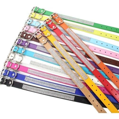 Collars Bling Rhinestone Dog Collars Pet PU Leather Crystal Diamond Puppy Pet Collar and Leashes for Dog Accessories