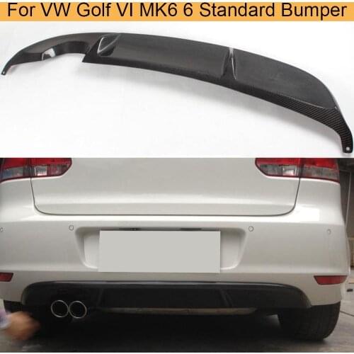 Carbon fiber Rear Bumper Lip Diffuser for Volkswagen Golf VI MK6 6 Standard bumper Non GTI 2010 - 2013 Sing Exchaust Two Outlet