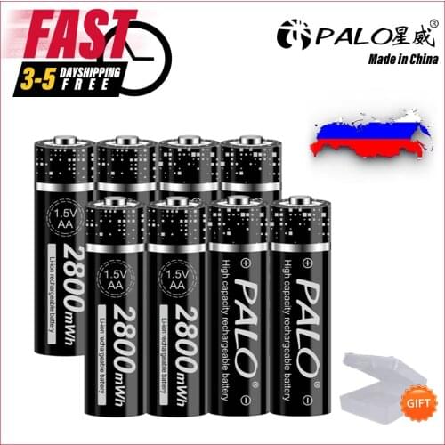 PALO 1.5V AA Li-ion Rechargeable Chip Batteries lithium 2800mWh Battery for Remote Control Toy Flashlight RUS FAST SHIPPING