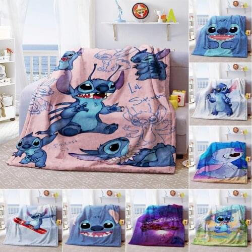 Throw Blanket Cartoon Lilo & Stitch 3D Flannel Fleece Blankets Bedspread For Kids Boys Girls Bedspread Couch Quilt Cover Travel