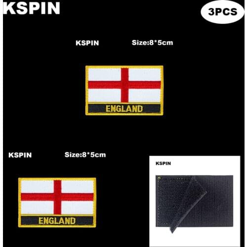 Rectangle National Flag Patch Hook Loop England Badges Armband 3D Stick on Jacket Backpack Stickers