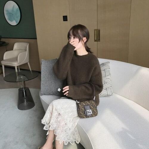 Pullovers Knit Sweater Women Winter Clothes Batwing Sleeve Faux Fur Thicken Loose And Lazy Plus Size Korean Top Oversize A018