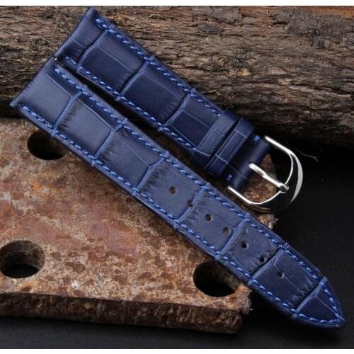 Watch band 12mm 14mm 16mm 18mm 20mm 22mm Mens Womens Dark Blue 100% Genuine Crocodile Grain Leather Watch Strap Band Bracelets