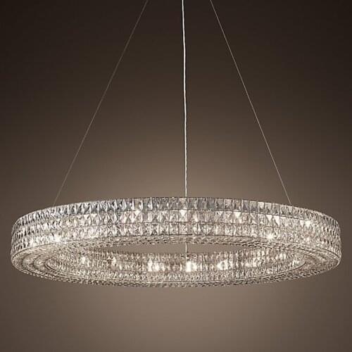 Luxury crystal chandelier lighting Nordic living room dining room chandelier modern minimalist villa hotel round LED chandelier