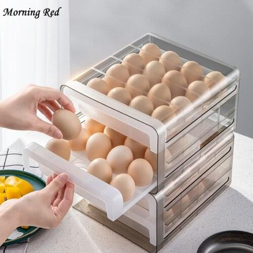 Drawer Type Egg Box Home Kitchen Storage Refrigerator Organizer Egg Carton New 2 Layer with Handle Transparent Preservation Case
