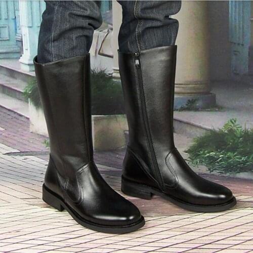 Genuine Leather Men Long Boots Winter Knee High Motorcycle Combat Boots Spring Autumn Man Riding Army Boots Big Size 45 46