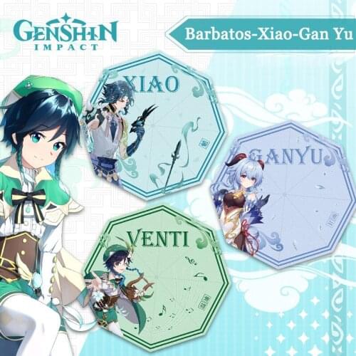 Genshin Impact Cartoons Anime Manga Game Peripheral Folding Umbrella Barbatos Gan Yu Xiao Parasol Sunny And Rainy Umbrella