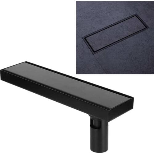30cm Floor Drain 304 Stainless Steel Matte Black Linear Floor Shower Drainer Concealed Strainer with Removable Cover Black