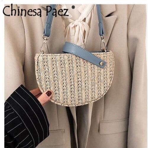 Straw bag for women 2019 Hand-woven Round Shoulder Bag Handbag Bohemian Summer Straw Beach Bag Summer Beach Straw Wicker Bag