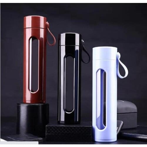 Portable Double Wall Glass Water Bottle Leakproof Tea Bottle Male Female Glass Bottle 500ml