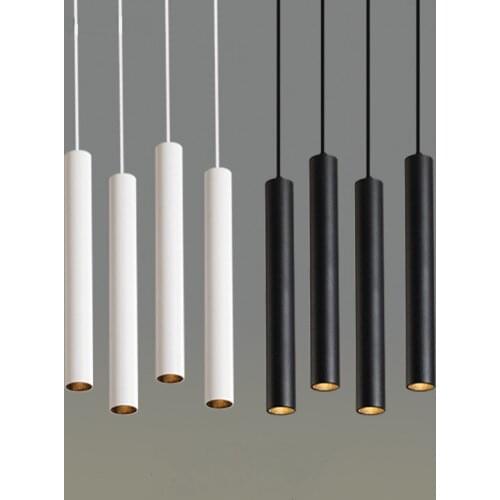 LED long tube cylindrical spotlight, hotel front chandelier, simple and individual creative restaurant, with cradle