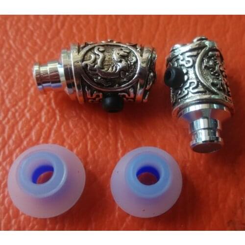8mm national wind ear shell Tibetan silver ear shell Dragon and phoenix patterns 2pairs