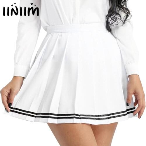 Iiniim Womens Girls Japanese School Uniforms Mini Sexy Skirts Preppy Mini Skirts Ladies Female Miniskirt Skirts for Clubwear