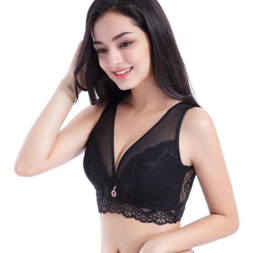 Plus Size Bra Bralette Push Up Bras For Women Lingerie No Wire Lace Brassiere Large Size C D E Cup Black 36 38 40 48 50