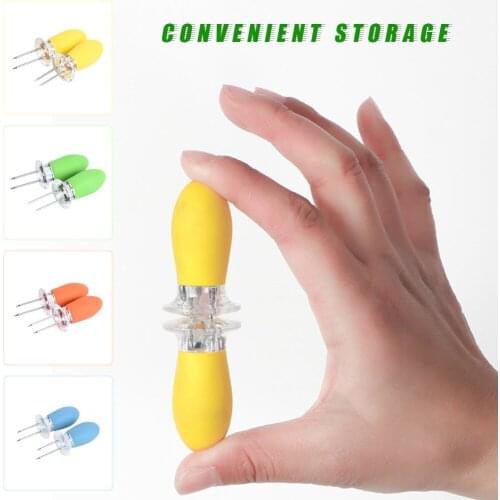 2pcs Corn Skewer Barbeque Corn Fork Stainless Steel BBQ Skewer with Silicone Handles