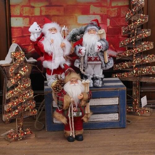 30 Cm Christmas Decorations Santa Claus Dolls Standing Christmas Figurine Holiday Decoration Ornaments Layout Window Decoration