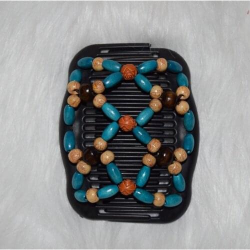 40pcs/lot) beautiful wooden beadeds double magic comb hair clip free shipping