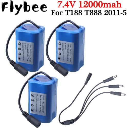 RC Fishing Bait Boat Battery Spare Part 7.4V 12000mAh For T188 T888 2011-5 TH88 CF18 C18 Speed Limit Cruise Boat Battery Charger