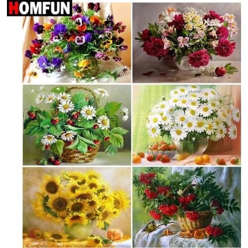 HOMFUN Diamond Painting Full Square/Round Drill 5D DIY "Flower scenery" Daimond Embroidery Rhinestone Cross Stitch Decor