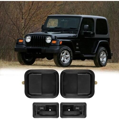 Car Interior and Exterior Door Handle Kit Front LH and RH Side for Jeep Wrangler 55176383AE 55176382AE
