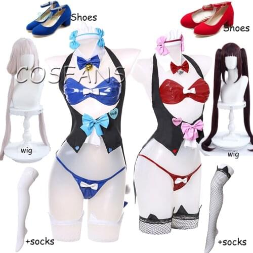 Chocola Neko-para Cosplay Vanilla Bunny Girl Cat Neko Girl Costume Uniform Sexy Women Figure 2021 New Party Halloween And wig
