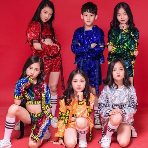 ChildrenS Day Hip Hop Dance Clothes For Girls Sequins Jazz Dance Costumes Catwalk Drums Dance Costumes Rave Clothes DQS7001