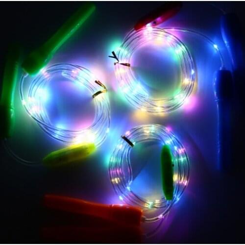 School Children Fitness Jump Ropes LED Light Up Skipping Kids Luminous Home Body Exercise Rope Color Random