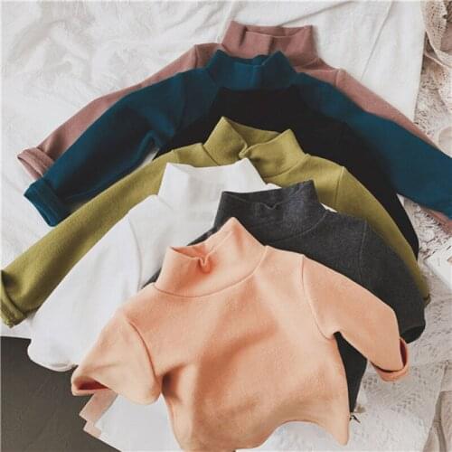 DFXD Kids Boys Girls Long Sleeve Bottoming Shirt Casual Solid Color Warm Winter Turtleneck Tops Children Clothes Baby T-shirt
