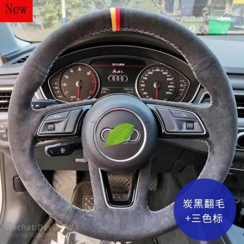 DIY car steering wheel covers for audi a2 (8z) a3 (8l) a4 (b5 b6) avant a6 (c5) a8 (d2) s4 suede hand-stitched Grip accessories