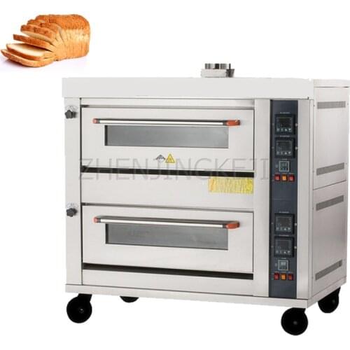 Two Layers Four Plates Gas Oven 220V Commercial Large Scale Layered Pizza Bread Cake Bun Baking Dessert Store Cooking Appliances