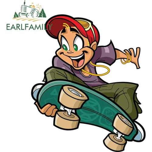 EARLFAMILY 13cm x 10.8cm For Skateboarder Car Stickers Surfboard Decal Personalized Creative Sticker Air Conditioner Decoration