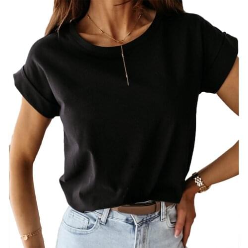 T-Shirt Female Solid O-Neck Short Sleeve T-shirts for Women Solid Color Women Breathable Round Neck футболки женские летние 2020