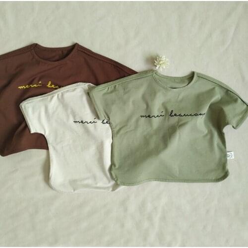 Baby Girls T-shirts Casual Korean Alphabet Short Sleeve Tops for Boy Kids Clothing Summer Toddler Infant Tshirts Child Tshirts