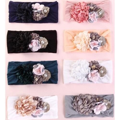 8 Colors Cotton Headband for Baby Girl Headwear with Silk Flowers Children Soft Hair Accessories Infants Elastic Headbands 2020