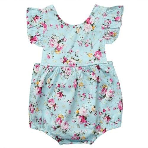 Newborn Infant Baby Girls Floral Sleeveless Bodysuit Jumpsuit Clothes Outfits Size 0-18M