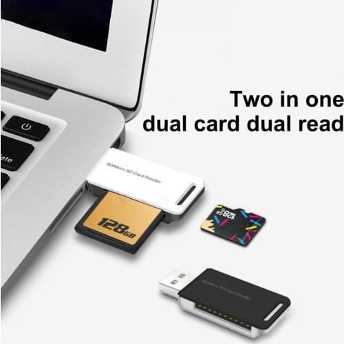 2 in 1 Mini Portable USB2.0 TF/Micro-SD Memory Card Reader Adapter for Computer