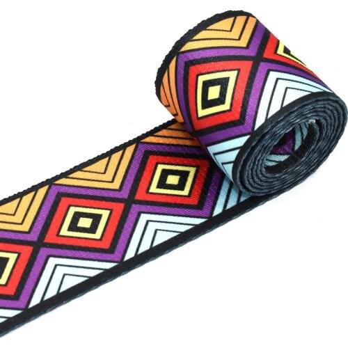 2" Colorful Smooth Ribbons Ethnic Pattern Webbing Polyester Knapsack Strapping Bag Crafts Sewing Accessories for Bag Strap
