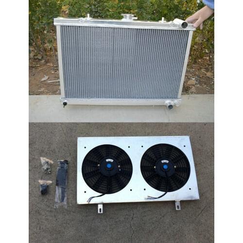 Hot Selling 52MM Aluminum Radiator + Shroud + Fans For NISSAN SKYLINE S13 CA18 R32 RB20