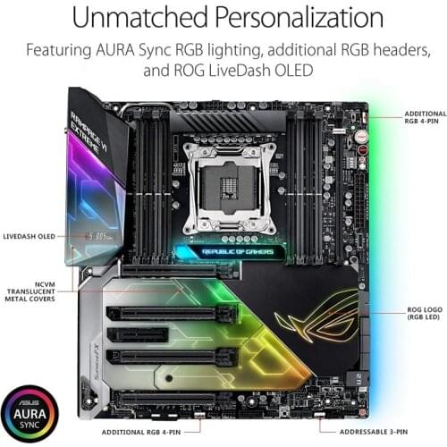 ASUS DDR4 128GB Intel X299 EATX Gaming Motherboard LGA 2066 socket CPUs with PCIe 3.0
