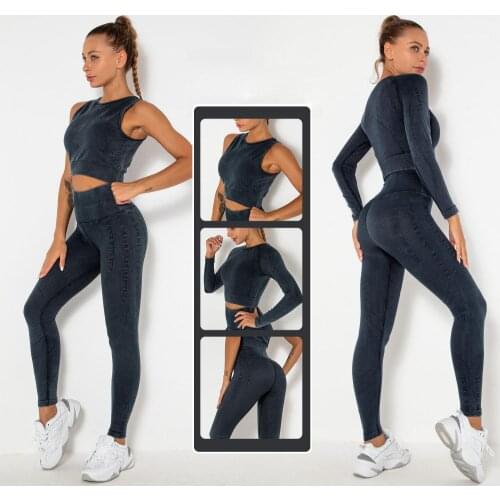 Seamless Yoga Vest Women High Waist Gym Pants Seamless Leggings Fitness for Women Active Tank Top Yoga Pans Sports Crop Top