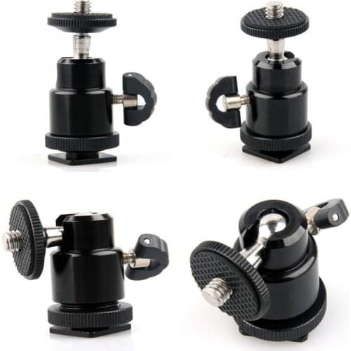 Mini 1/4" Tripod Screw to Flash Hot Shoe Adapter Mount Holder for Camera Cam Black Ball Bracket Holder Mount for Camera Tripod