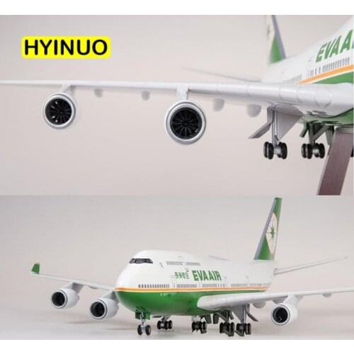 1/150 Scale 47CM Airplane B747 Aircraft Taiwan EVA AIR Airline Model W Light and Wheel Landing gears Diecast Plastic Resin Plane
