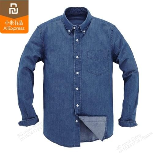 Youpin Mijia New casual mens shirt summer foundation cotton denim shirt long sleeve loose jacket 3 colors