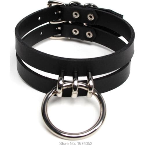 100% Handcrafted Caged Top Choker Real Leather BDSM Collar O-Round Fetish Cosplay Costume Choker Necklace