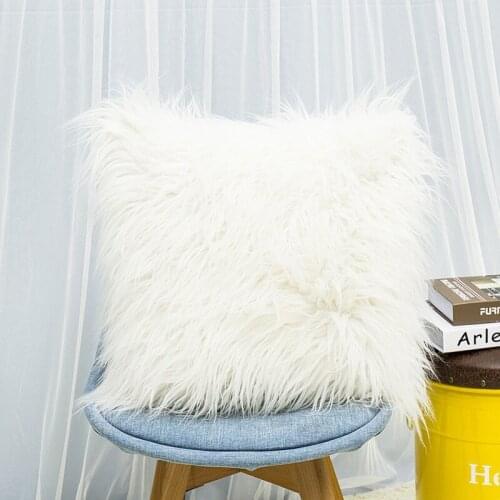 Plush Pillowcase Square Casual Fur Fleece Throw Pillow Cases Home Seat Waist Pillow Cover Case #2