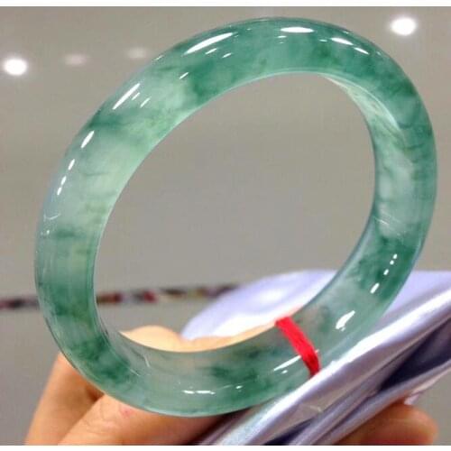 Genuine natural jade bracelet ice blue flower floating home Burma flower jade bracelet