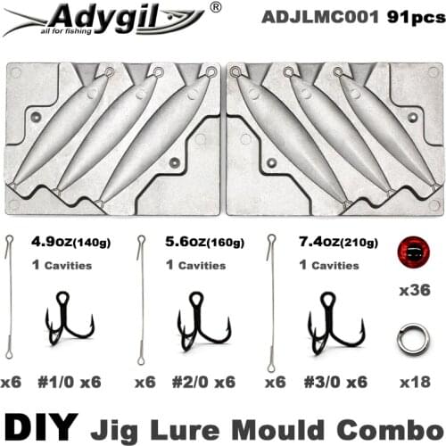 Adygil DIY Fishing 91pcs Jig Lure Mould Combo 140g 160g 210g 3 Cavities