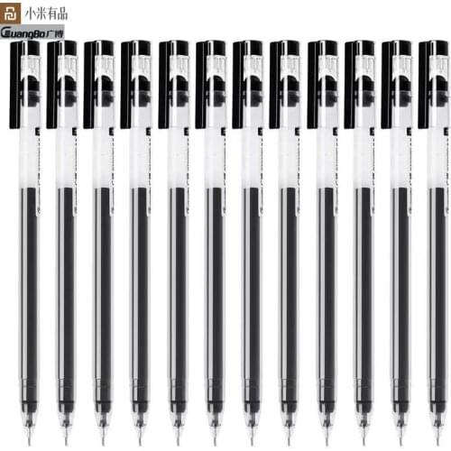 12Pc Youpin Guangbo Roller Pen 0.5MM Black Ink Large capacity gel pen Fast Dry Pen Write Smoothly Bullet Pen For Student