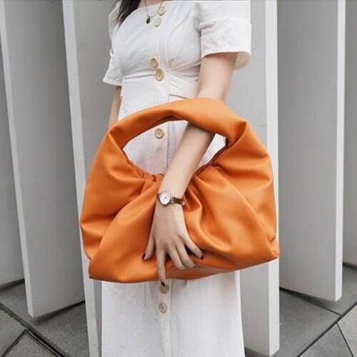 Chic Fashion Large Shoulder Bag Ruched Pillow Bags PU Leather Hand Bag Women Purses Handbag Totes Designer Bags