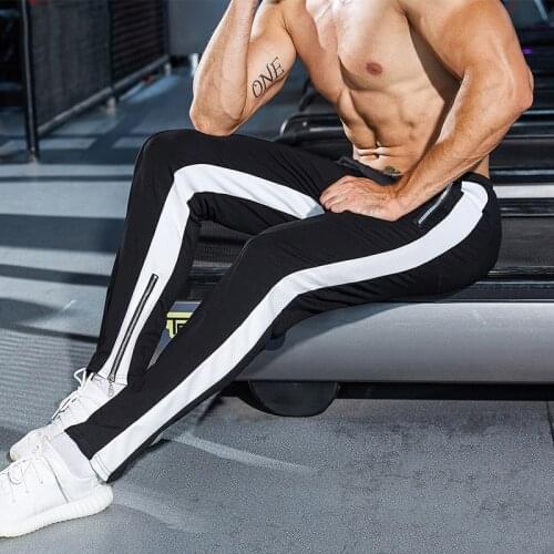 Pants mens jogger sports pants breathable gym fitness trousers mens fashion hip hop stitching zipper pocket sportswear